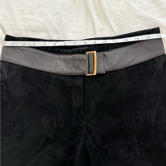 Vintage B.S.L Industry France Black 100% Suede Leather Pants with Leather Trim - Picture 10 of 14